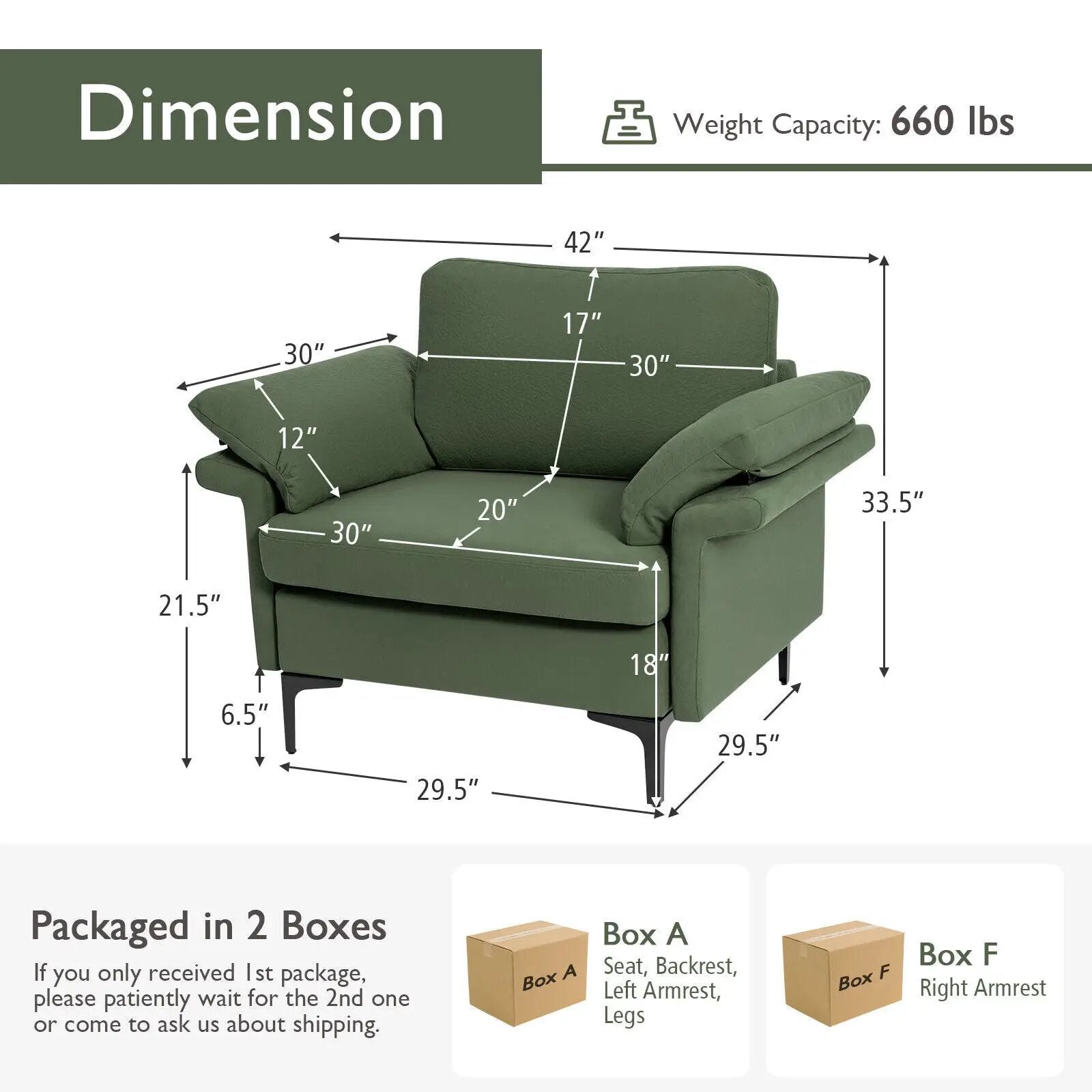 Modern Fabric Accent Armchair with Original Distributed Spring and Armrest Cushions by DirectDeals
