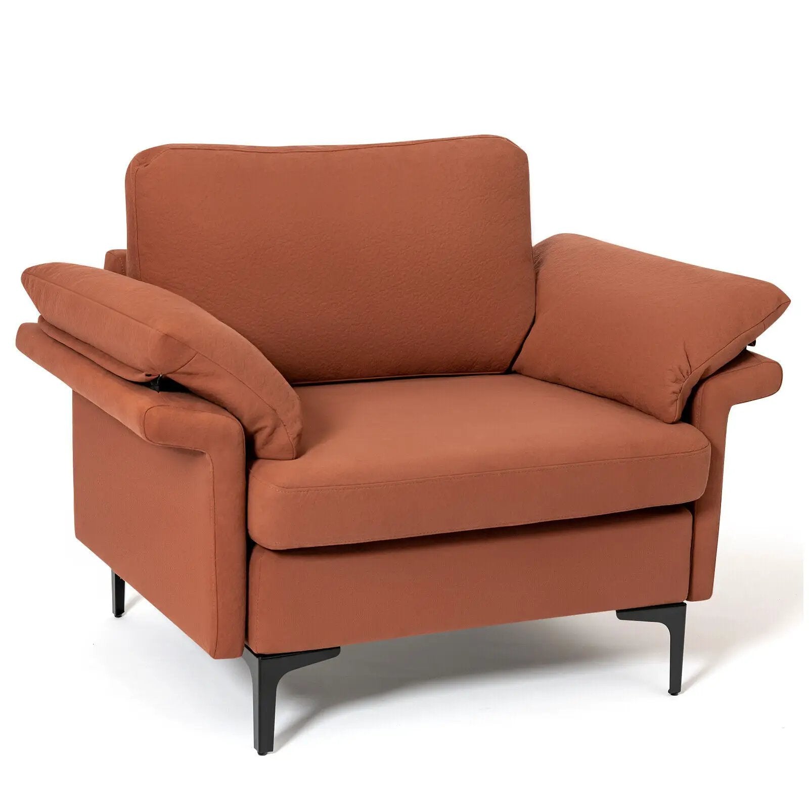 Modern Fabric Accent Armchair with Original Distributed Spring and Armrest Cushions by DirectDeals