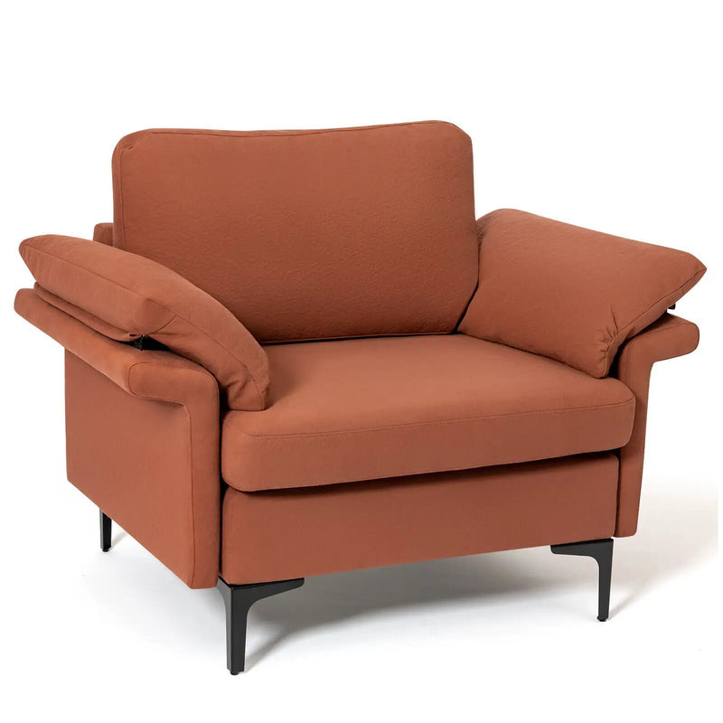 Modern Fabric Accent Armchair with Original Distributed Spring and Armrest Cushions by DirectDeals