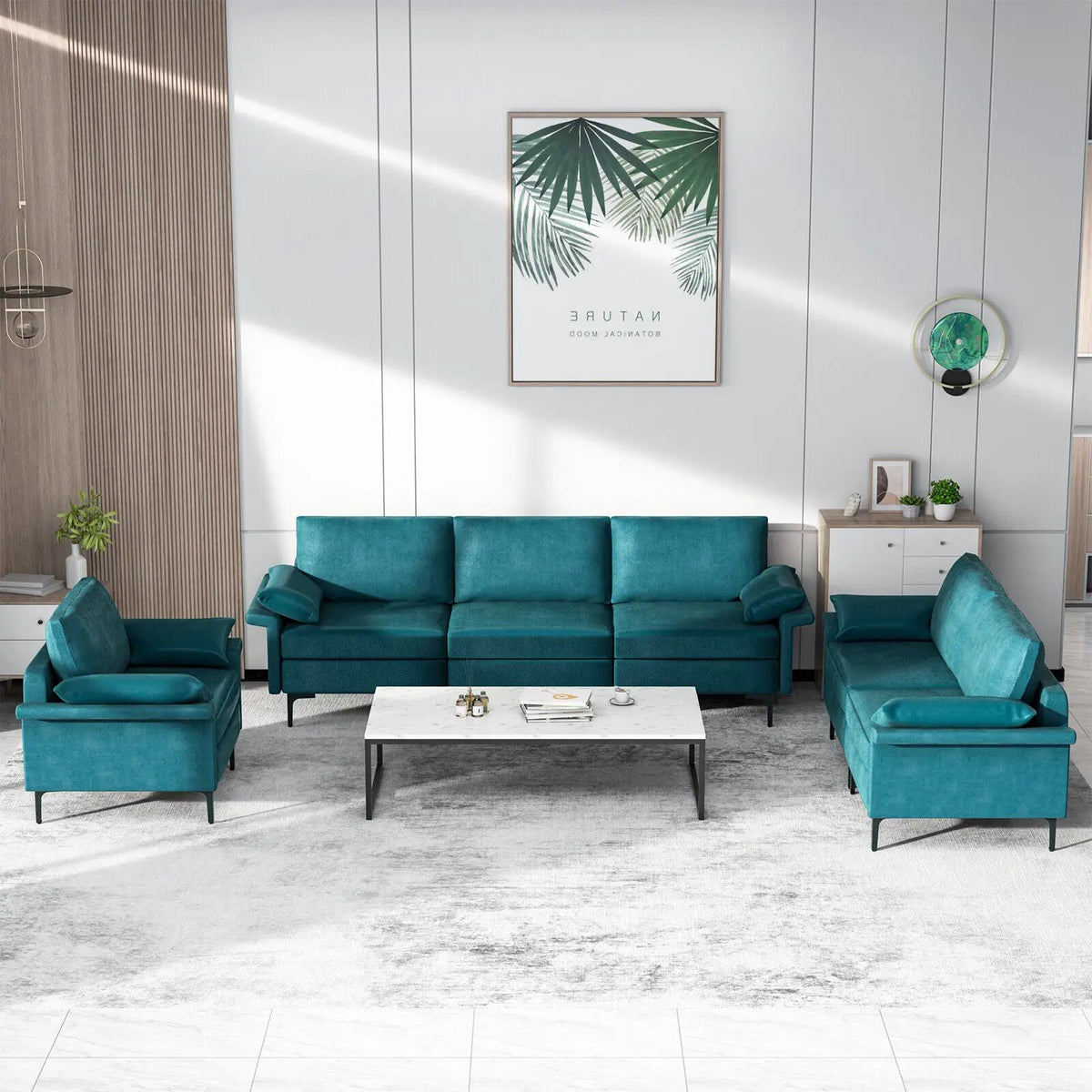Large 3-Seat Sofa Sectional with Metal Legs for 3-4 people by DirectDeals