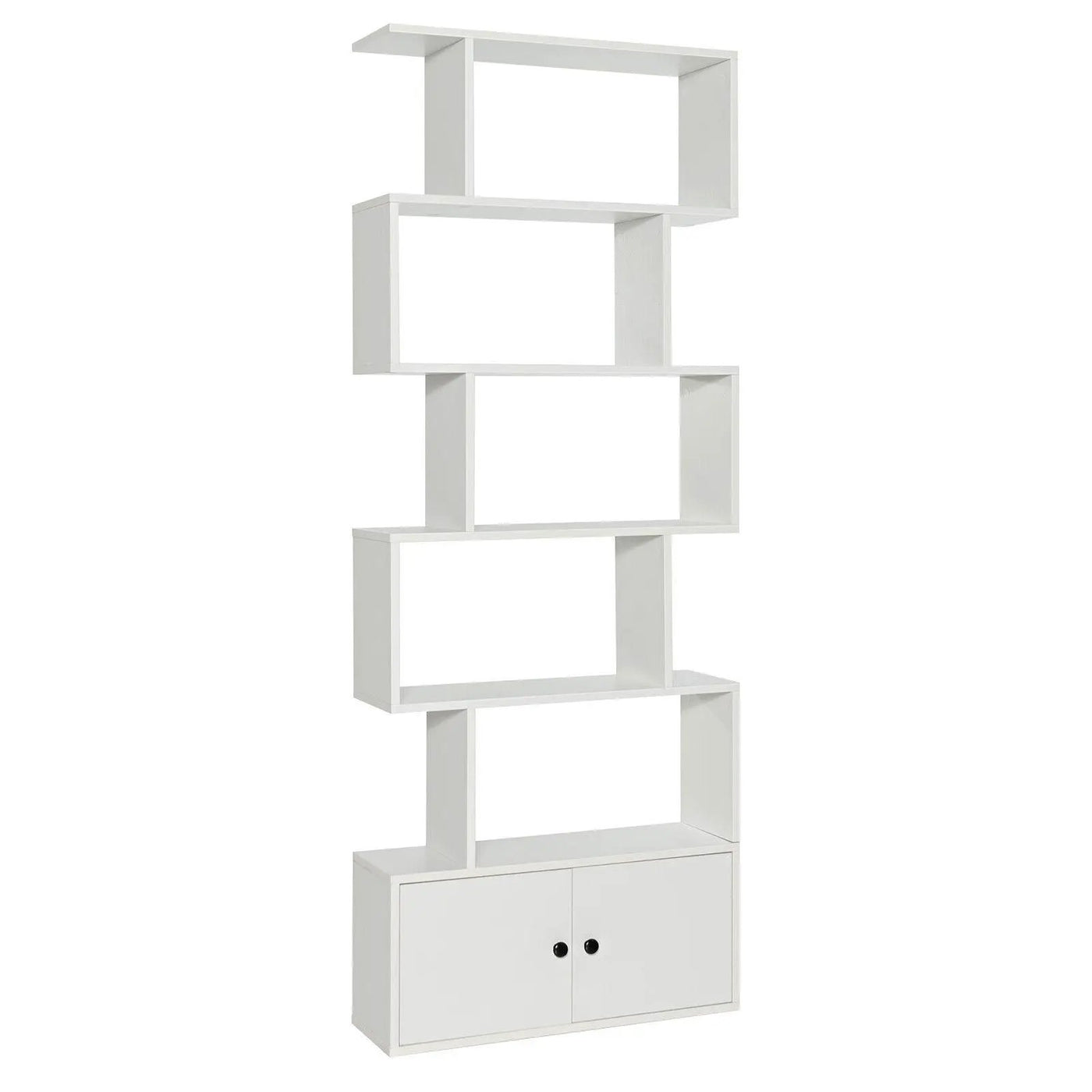 6-Tier S-Shaped Freestanding Bookshelf with Cabinet and Doors by DirectDeals