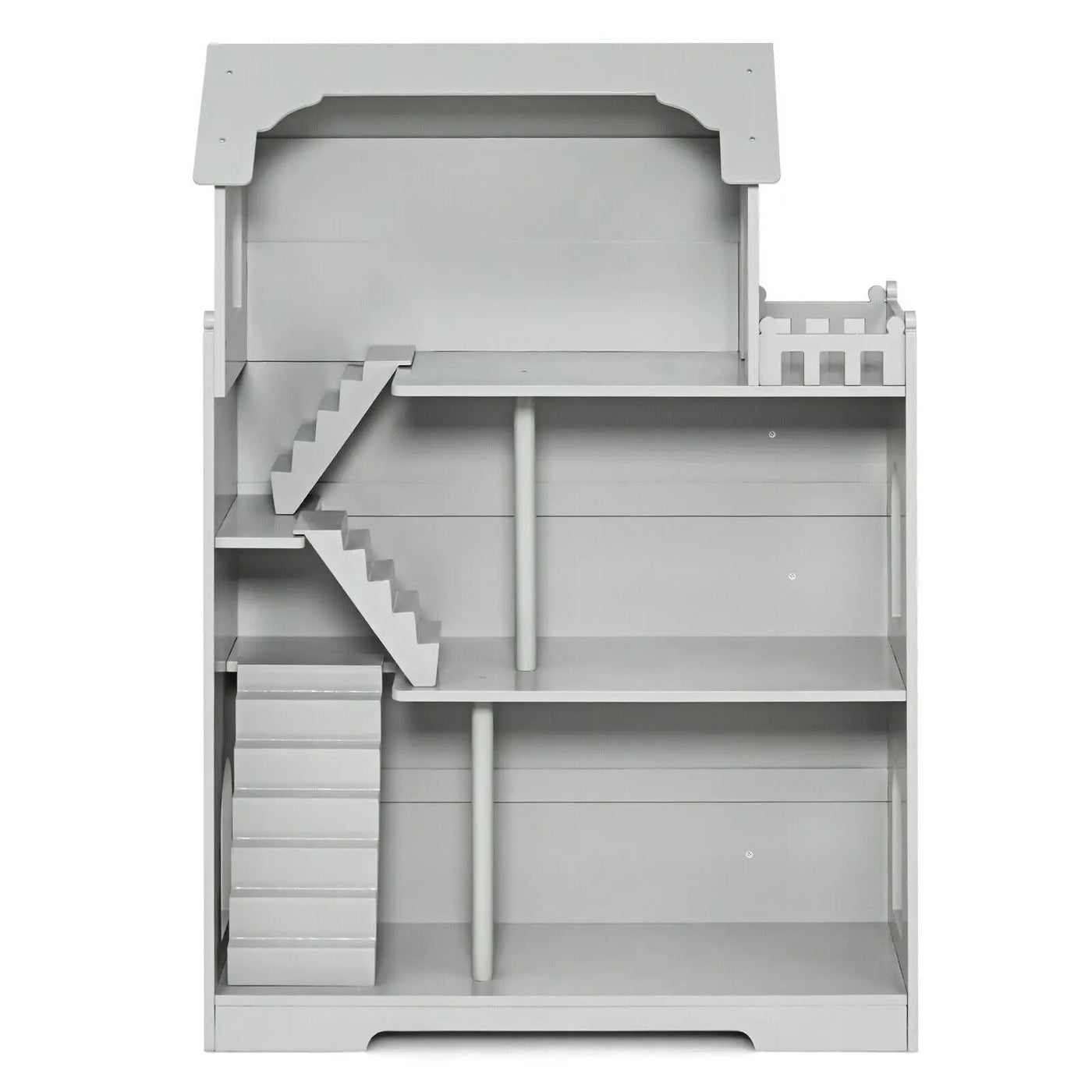 Kids Wooden Dollhouse Bookshelf with Anti-Tip Design and Storage Space by DirectDeals