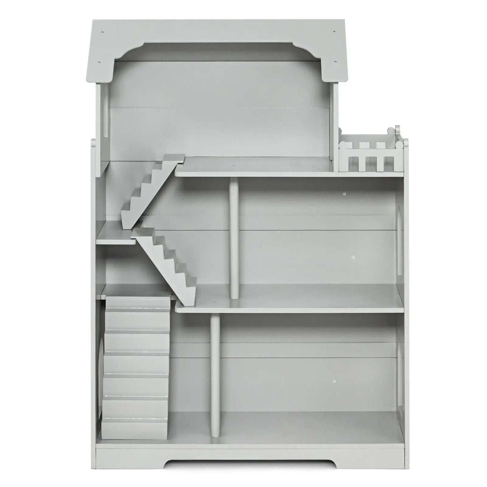 Kids Wooden Dollhouse Bookshelf with Anti-Tip Design and Storage Space by DirectDeals