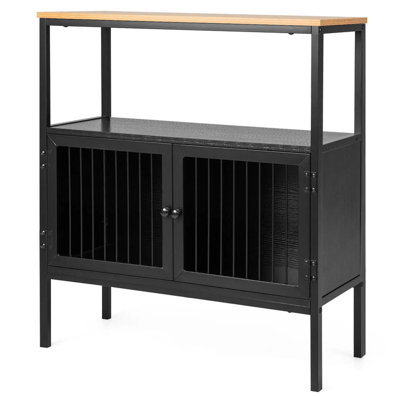 Kitchen Buffet Cabinet with 2 Doors and Open Shelf-Black by DirectDeals