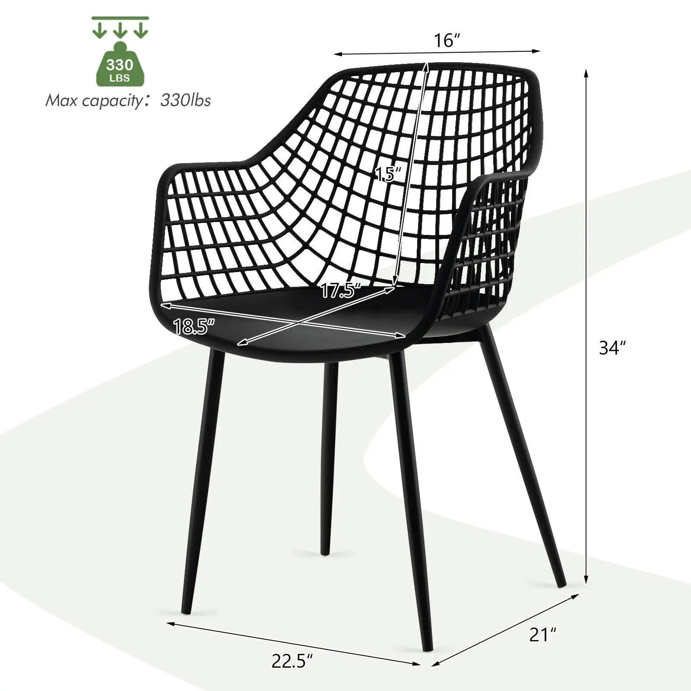 Set of 4 Heavy Duty Modern Dining Chair with Airy Hollow Backrest by DirectDeals