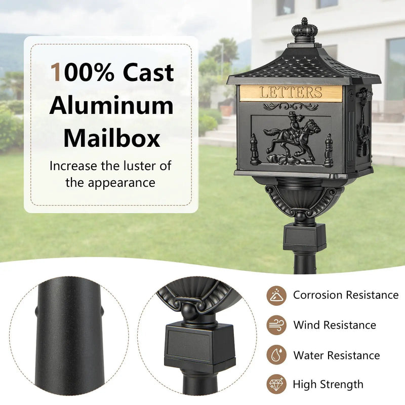 Retro Cast Aluminum Mailbox Security Postal Letter Box with Baffle Door by DirectDeals