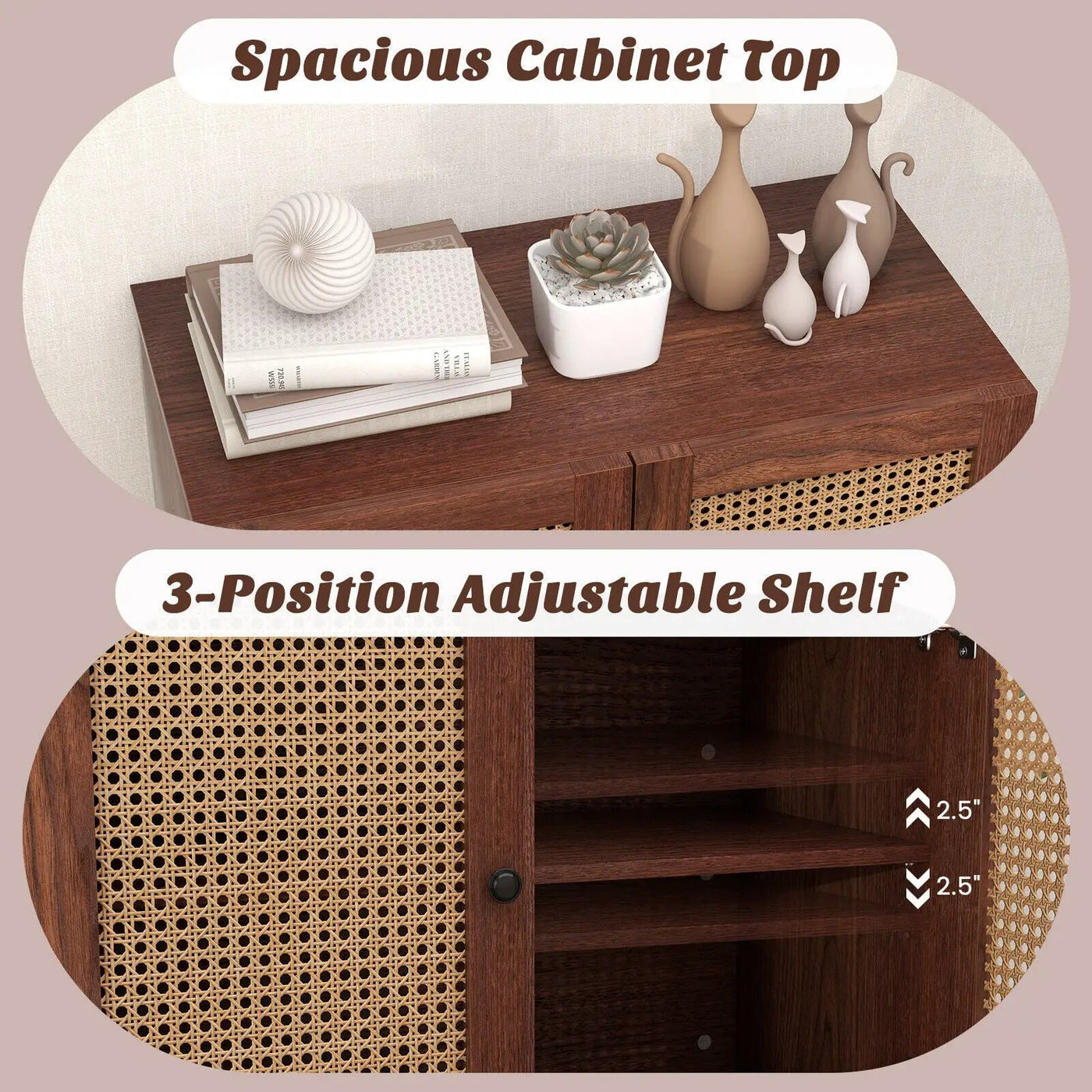 Kitchen Sideboard with 2 Rattan Doors and Adjustable Shelf by DirectDeals