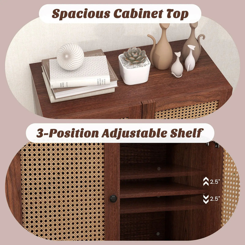Kitchen Sideboard with 2 Rattan Doors and Adjustable Shelf by DirectDeals
