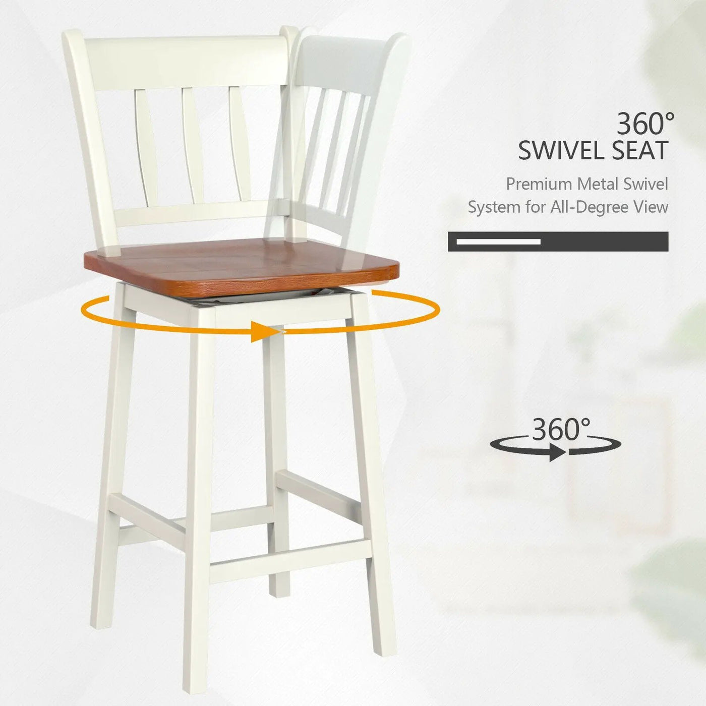 24.5 Inches Set of 2 Swivel Bar Stools with 360° Swiveling by DirectDeals