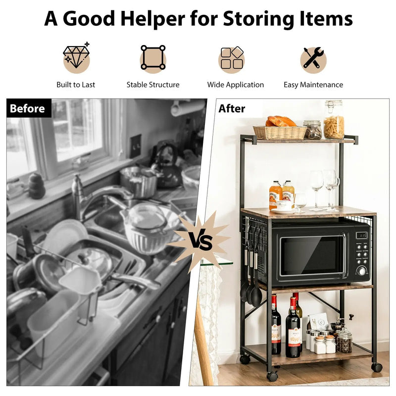 4-Tier Kitchen Baker’s Rack on Wheels by DirectDeals