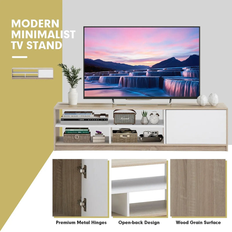 63 Inch TV Stand with Push-to-Open Door Cabinet for TVs up to 75 Inch by DirectDeals