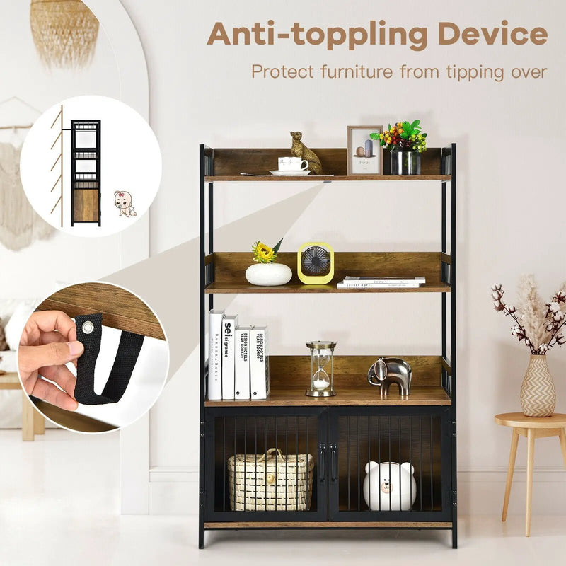 3-Tier Baker's Rack with Storage Cabinet-Rustic Brown by DirectDeals