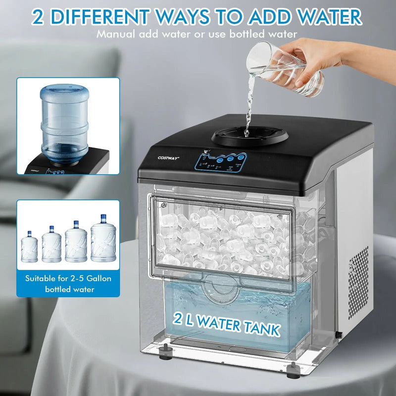 2-in-1 Stainless Steel Countertop Ice Maker with Water Dispenser by DirectDeals
