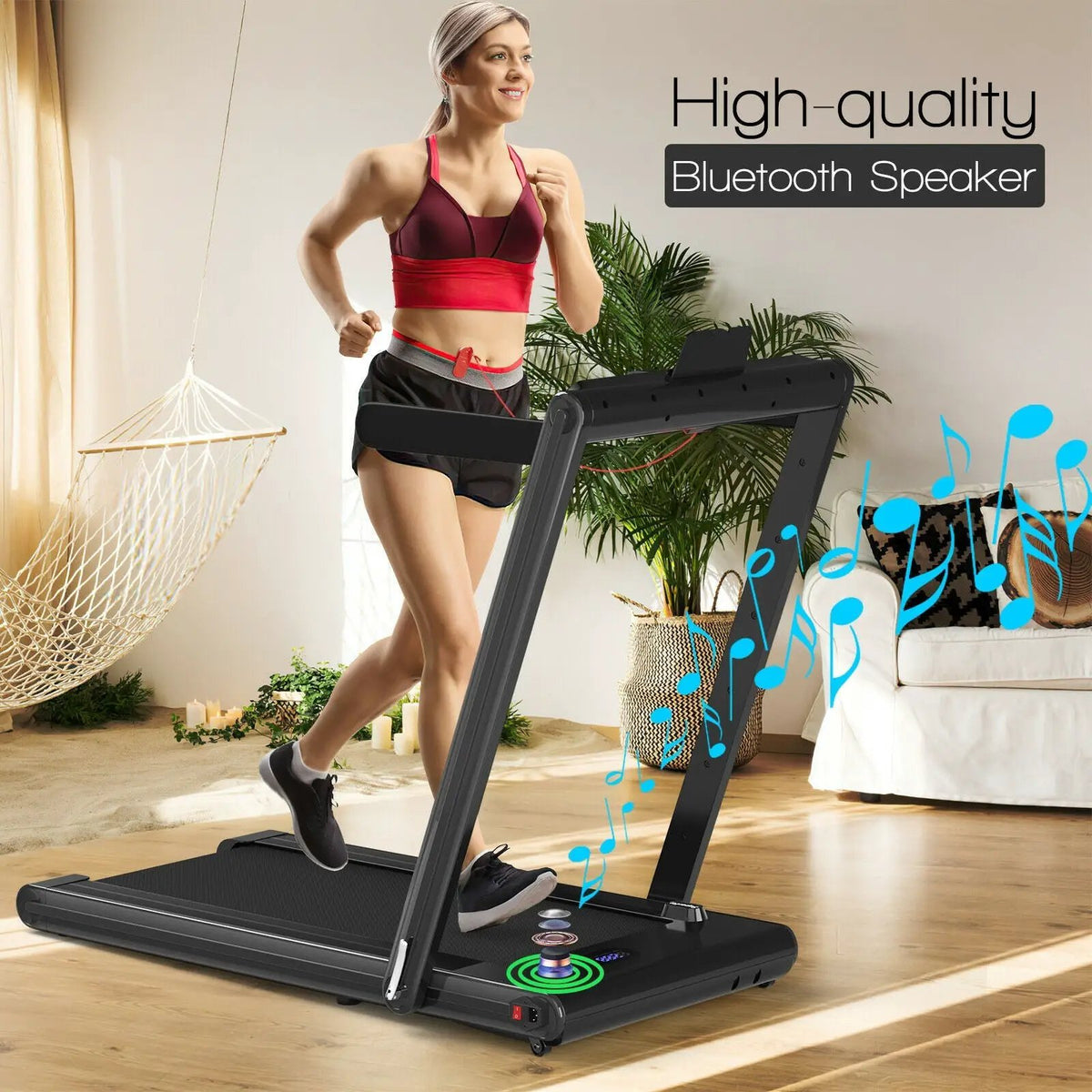 2-in-1 Folding Treadmill with Dual LED Display by DirectDeals