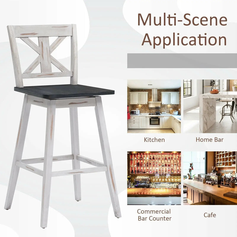 Set of 2 360-Degree Swivel Bar Stools for Home Restaurant by DirectDeals