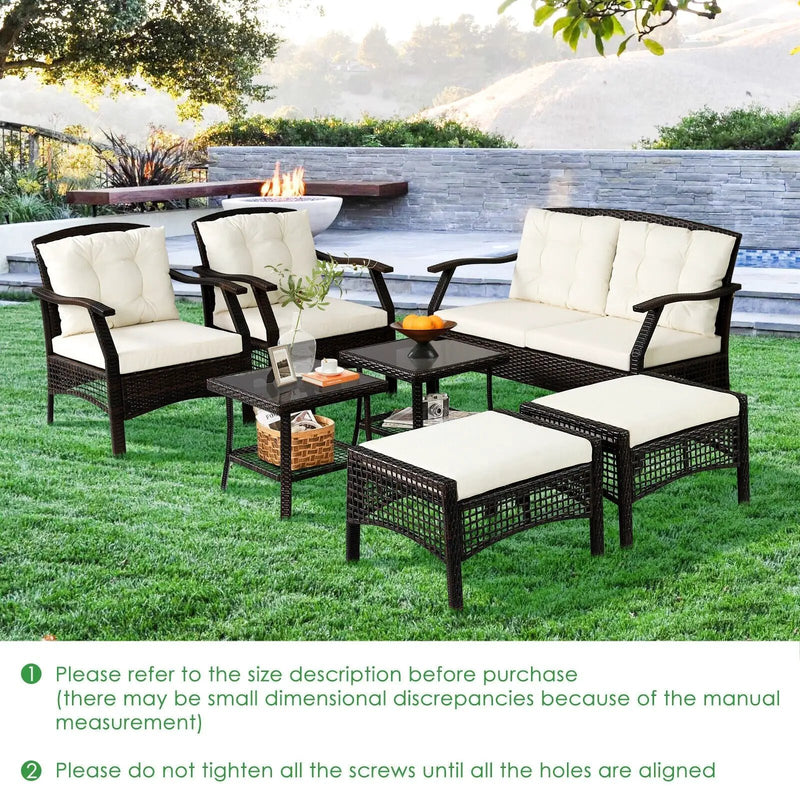 7 Pieces Outdoor Patio Furniture Set with Waterproof Cover by DirectDeals