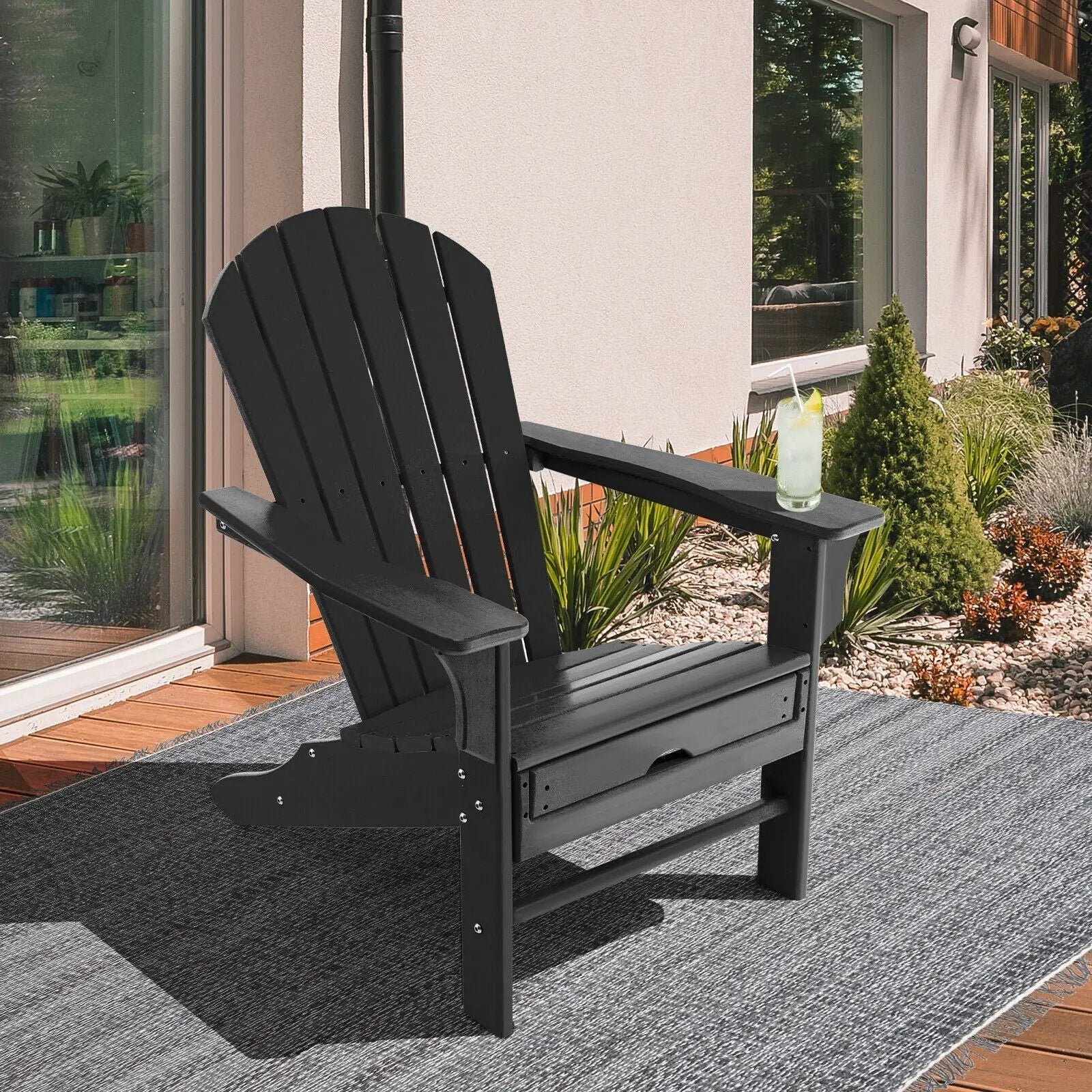 Patio HDPE Adirondack Chair with Retractable Ottoman by DirectDeals