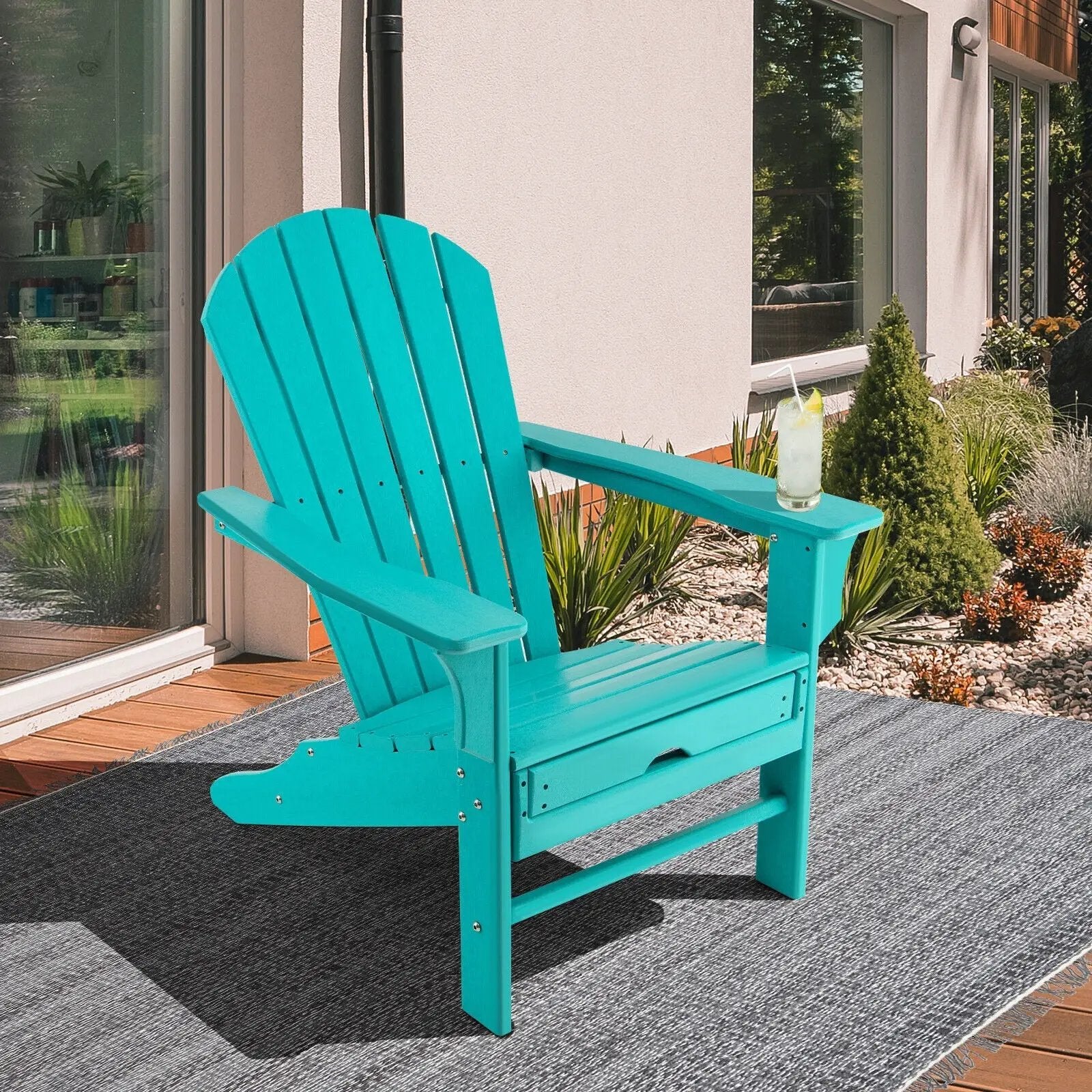 Patio HDPE Adirondack Chair with Retractable Ottoman by DirectDeals