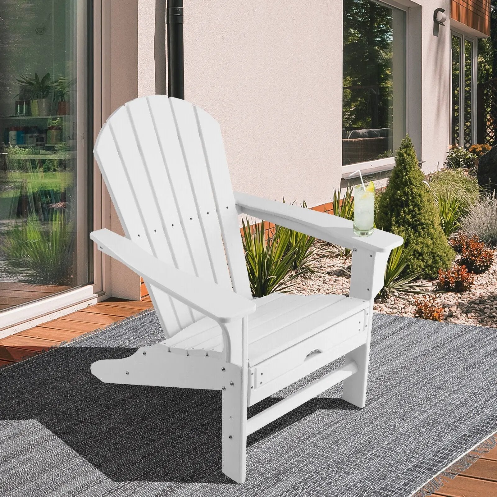 Patio HDPE Adirondack Chair with Retractable Ottoman by DirectDeals