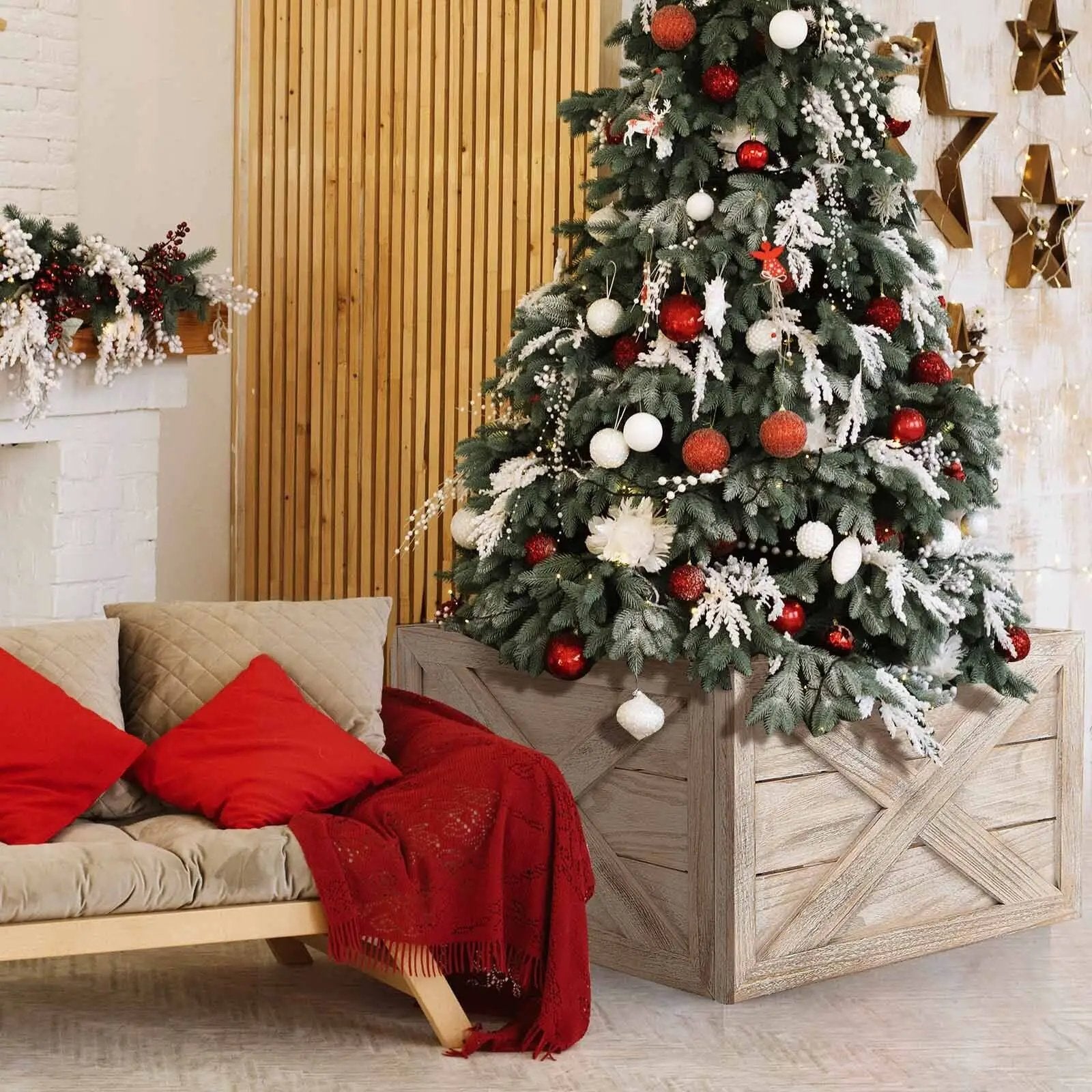 28.5 Inch Wooden Tree Collar Box for Indoor/Outdoor Use by DirectDeals