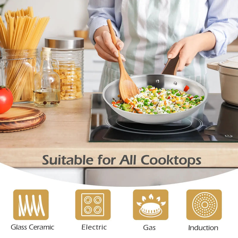 11 Pieces Stainless Steel Kitchen Cookware Set with Gold Stay-Cool Handles by DirectDeals