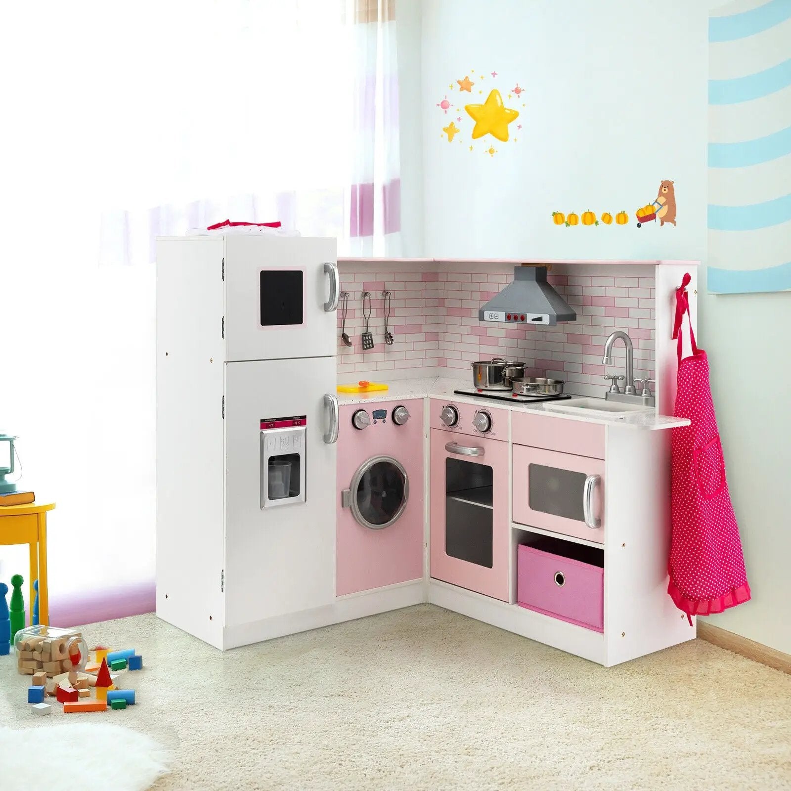 Corner Play Kitchen Wooden Toy Set with Sound and Light by DirectDeals