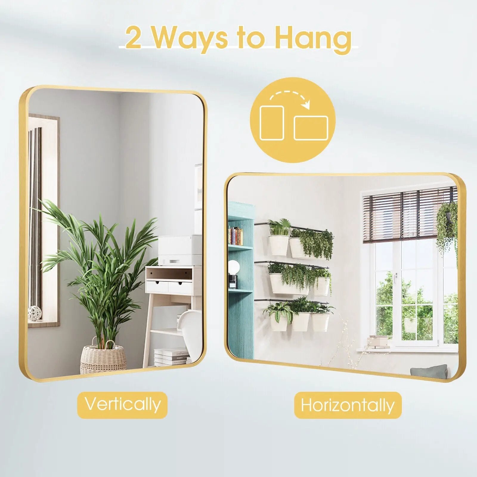 Metal Framed Bathroom Mirror with Rounded Corners by DirectDeals