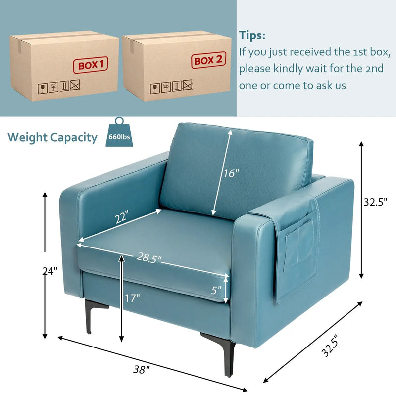 Modern Accent Armchair with Side Storage Pocket by DirectDeals