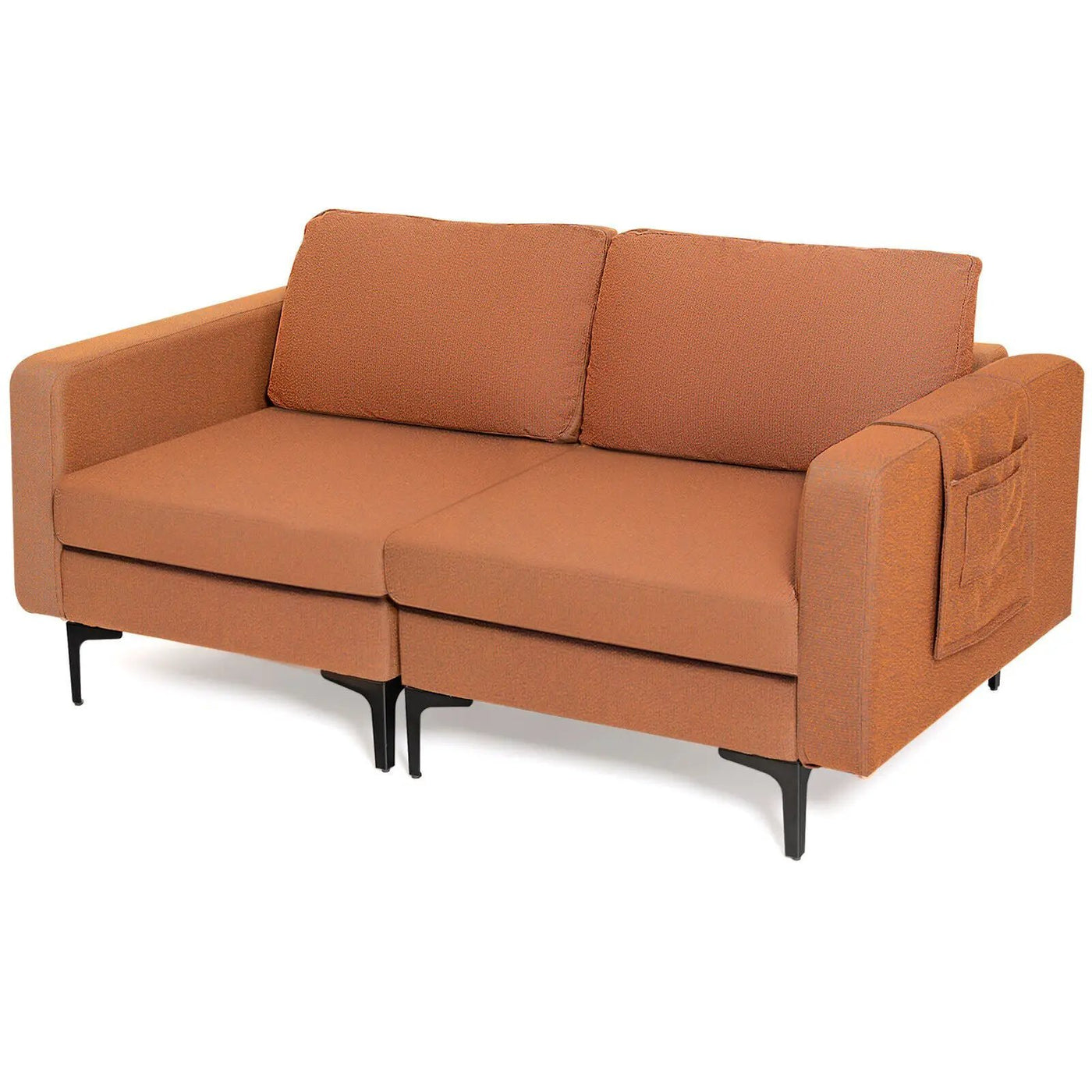 Modern Loveseat Sofa Couch with Side Storage Pocket and Sponged Padded Seat Cushions by DirectDeals