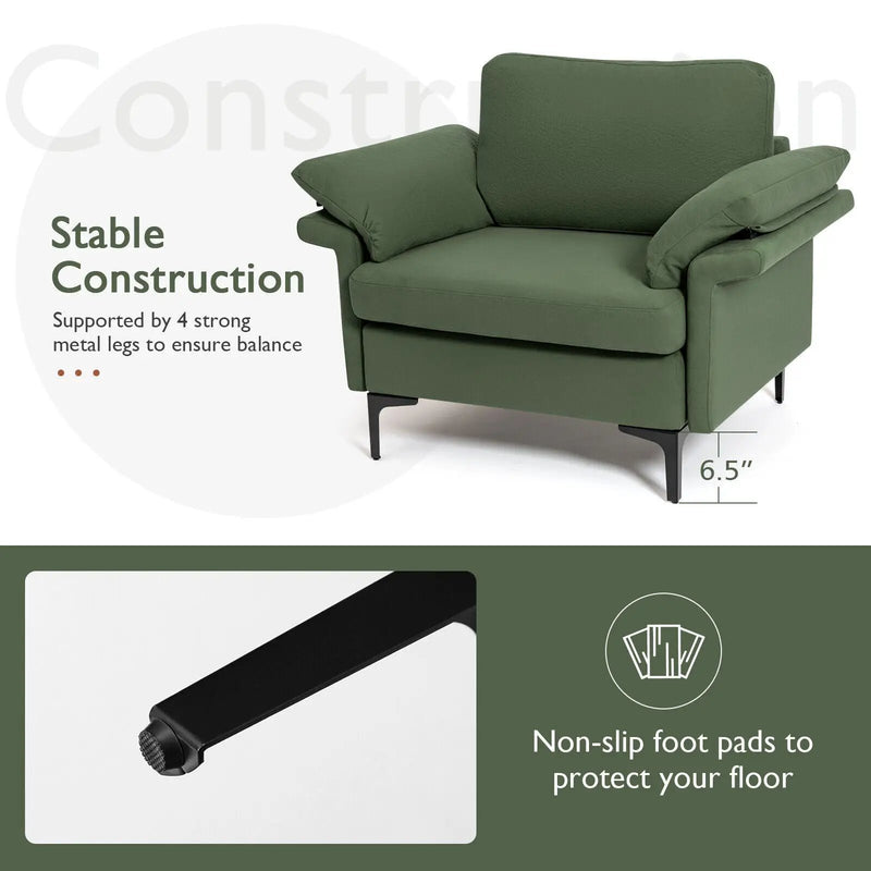 Modern Fabric Accent Armchair with Original Distributed Spring and Armrest Cushions by DirectDeals