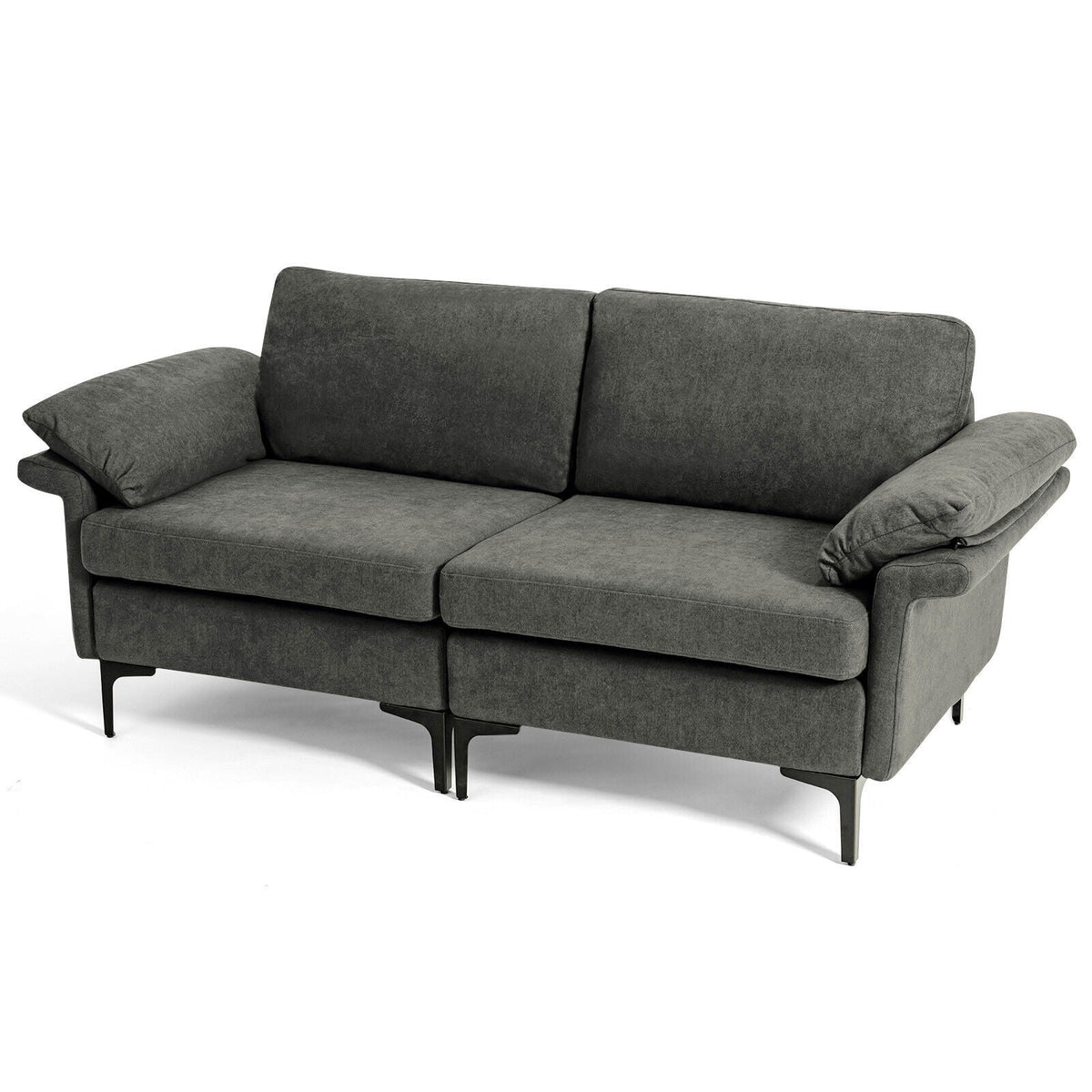 Modern Fabric Loveseat Sofa for with Metal Legs and Armrest Pillows, photo 13 of 32