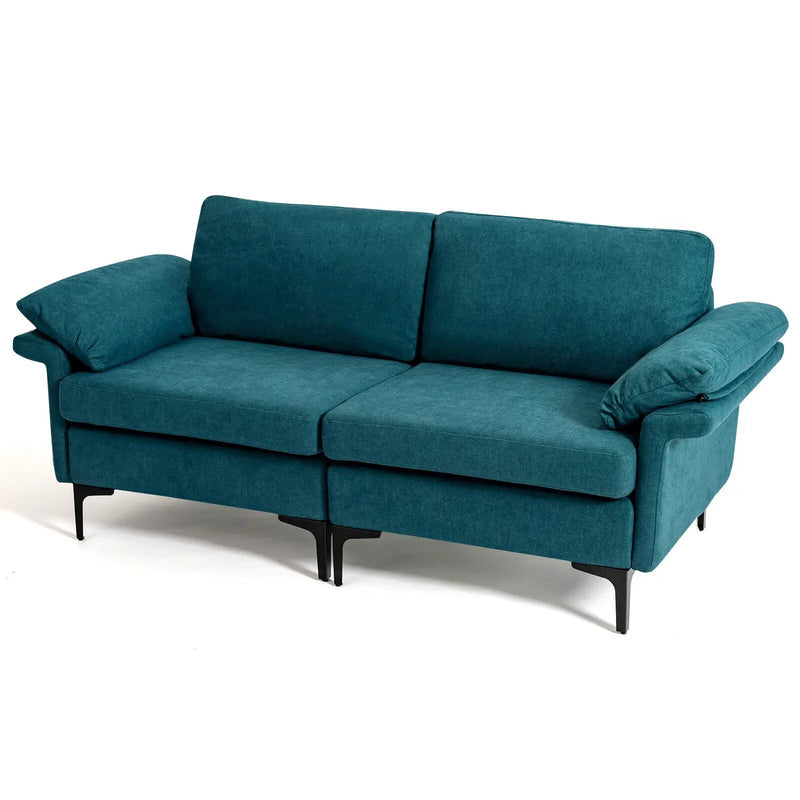 Modern Fabric Loveseat Sofa for with Metal Legs and Armrest Pillows by DirectDeals