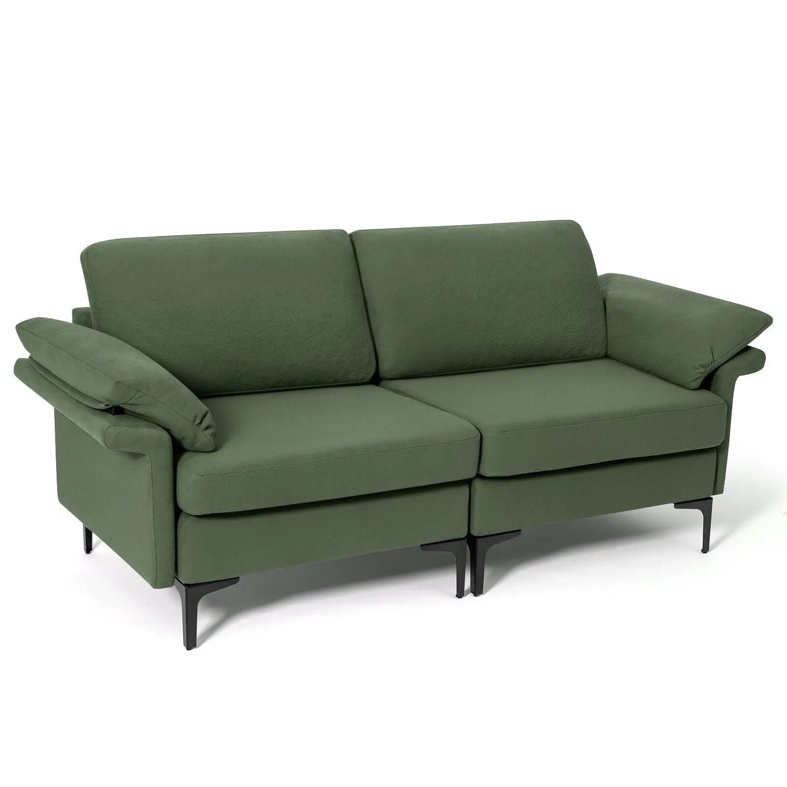 Modern Fabric Loveseat Sofa for with Metal Legs and Armrest Pillows by DirectDeals