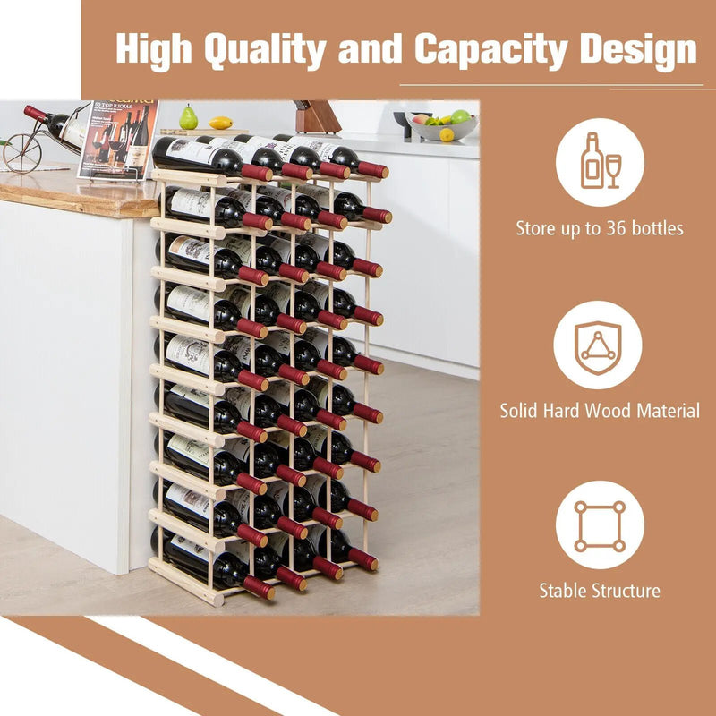 36-Bottle Wooden Wine Rack for Wine Cellar by DirectDeals
