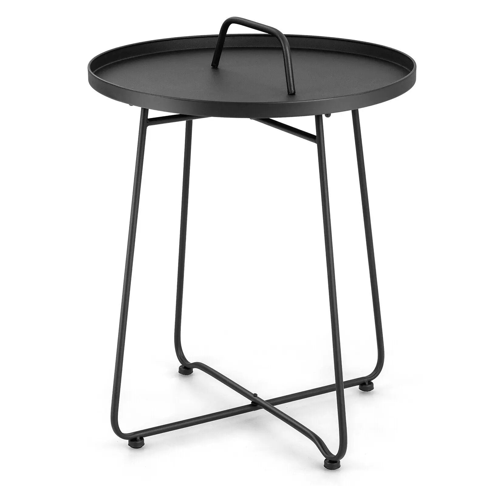 Outdoor Metal Patio End Side Table Weather Resistant with Handle by DirectDeals