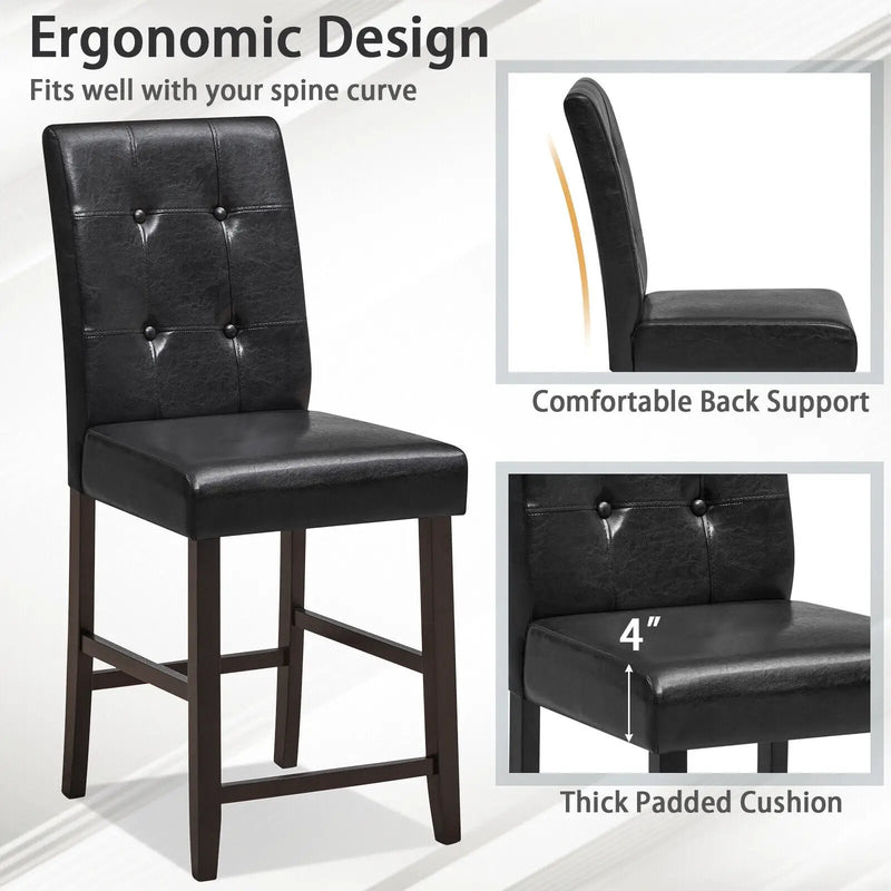 Set of 2 Bar Stools with Rubber Wood Legs and Button-Tufted Back by DirectDeals