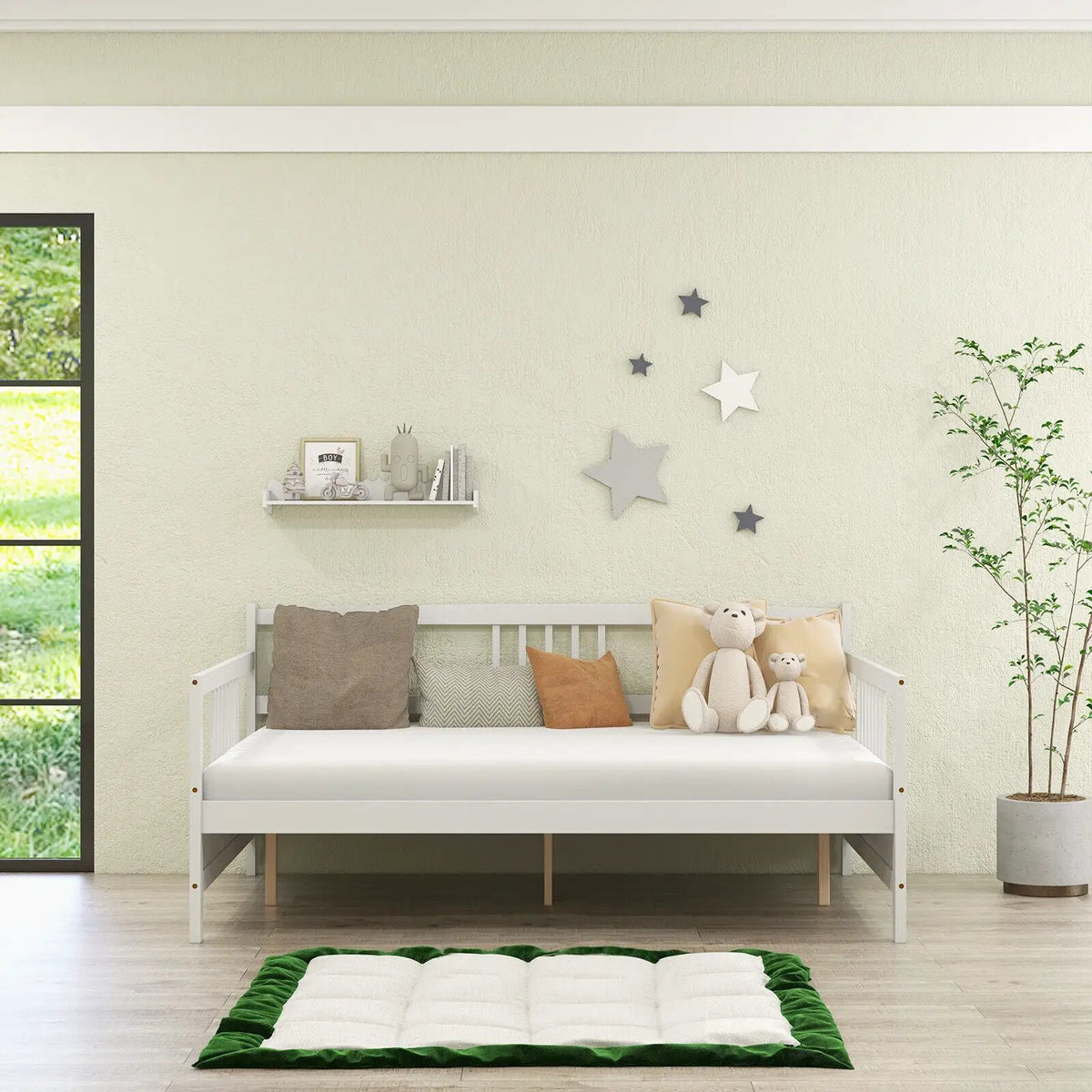 Classic Wooden Full Size Daybed Frame with Guardrails by DirectDeals