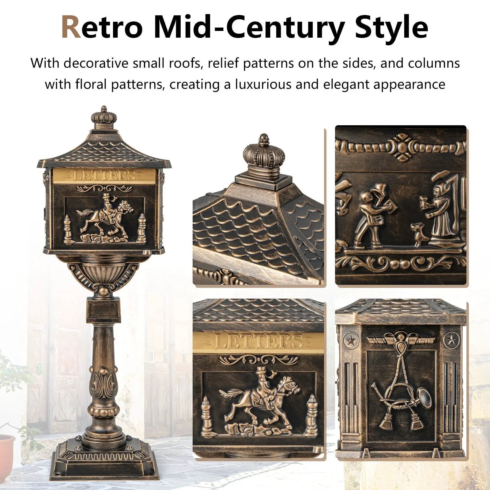 Retro Cast Aluminum Mailbox Security Postal Letter Box with Baffle Door by DirectDeals