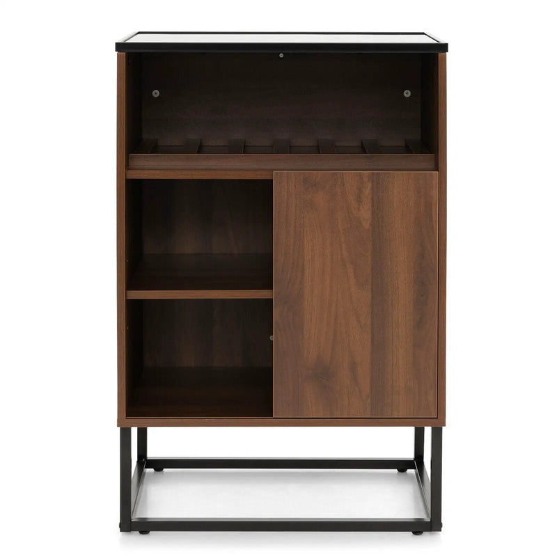 Wine Storage Cabinet Buffet Sideboard with Adjustable Shelf and Sliding Door-Brown by DirectDeals