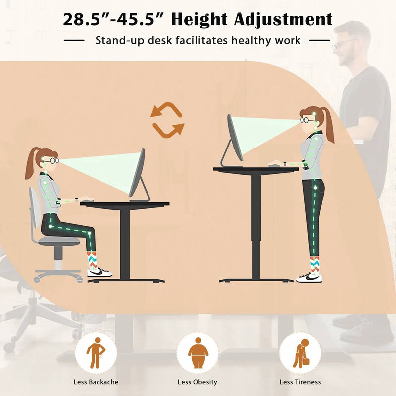 L-shaped Electric Standing Desk with 4 Memory Positions and LCD Display by DirectDeals