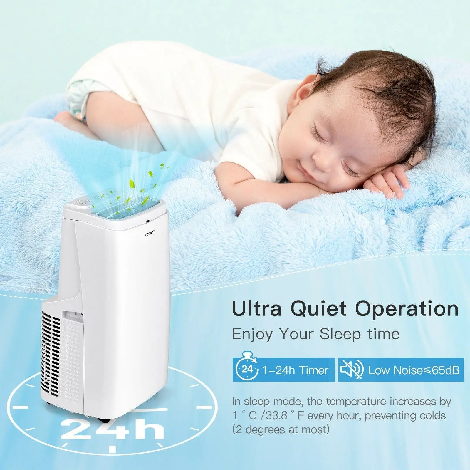 9000BTU 3-in-1 Portable Air Conditioner with Remote-White by DirectDeals