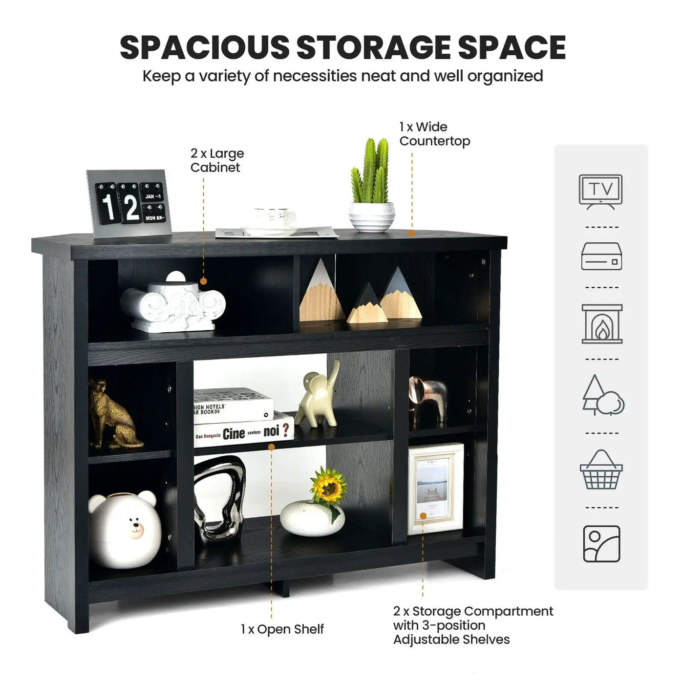 Modern Corner TV Stand with Adjustable Shelves for TVs up to 48 Inch by DirectDeals