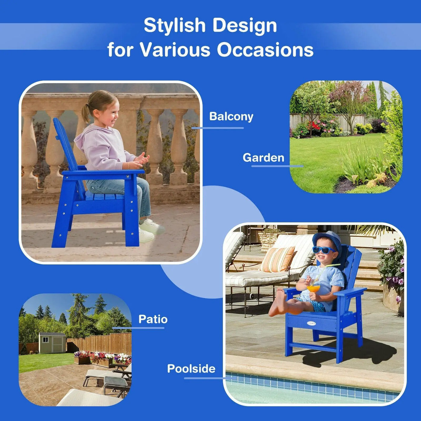Patio Kids' Adirondack Chair with Ergonomic Backrest by DirectDeals