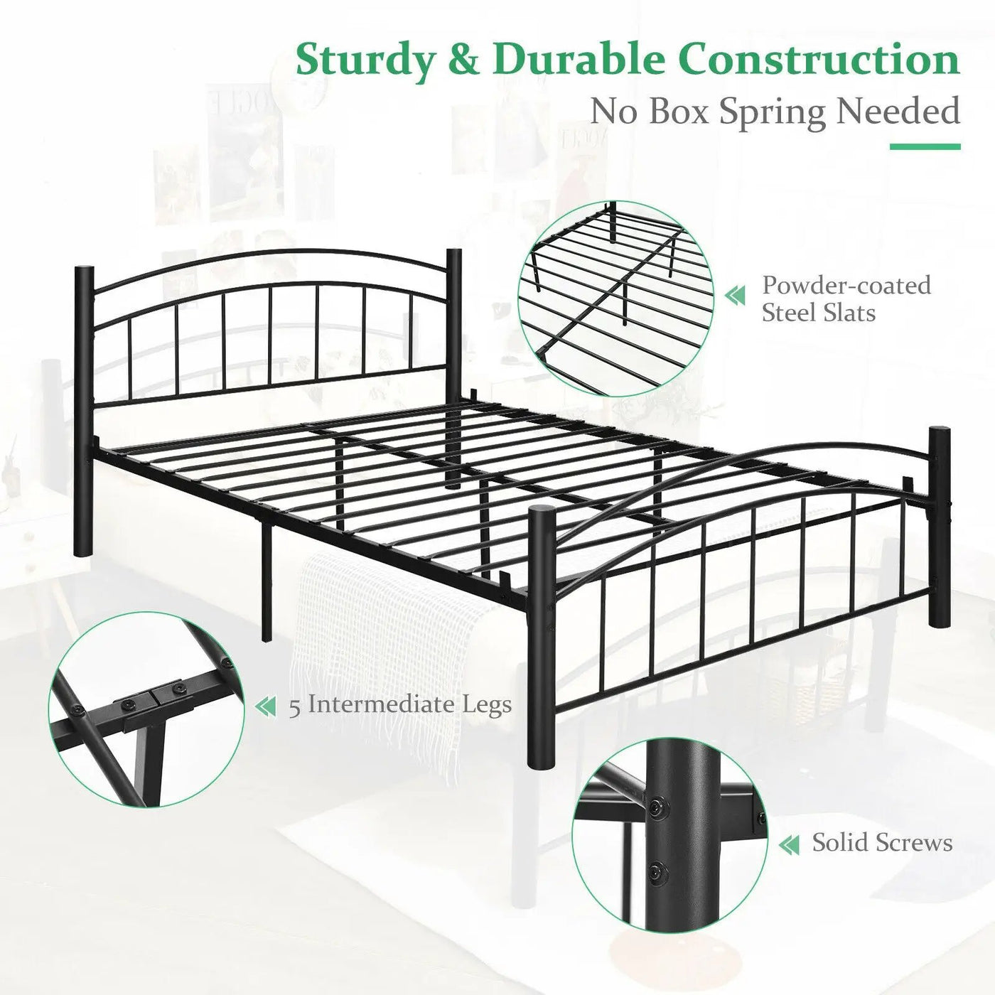 Modern Platform Bed with Headboard and Footboard by DirectDeals