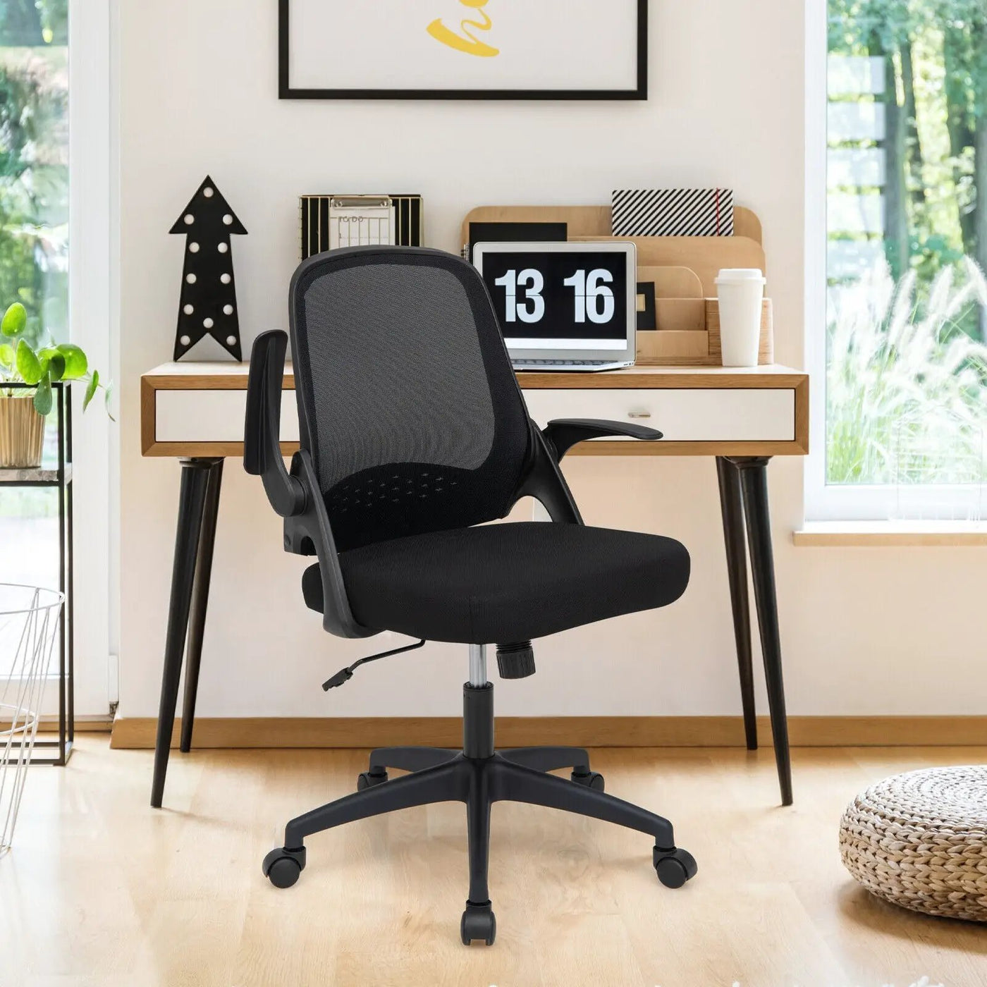 Adjustable Mesh Office Chair Rolling Computer Desk Chair with Flip-up Armrest by DirectDeals
