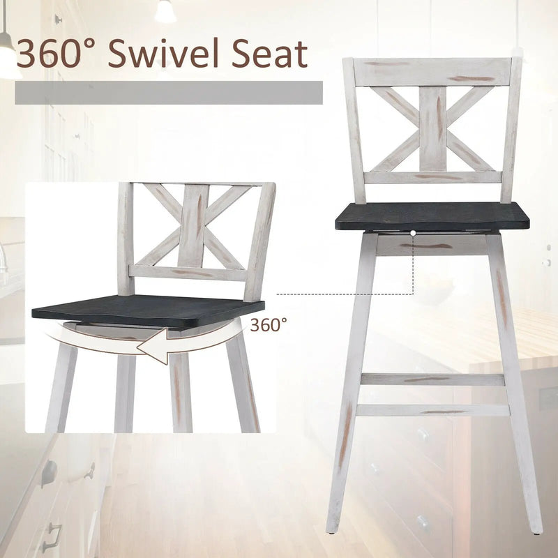 Set of 2 360-Degree Swivel Bar Stools for Home Restaurant by DirectDeals