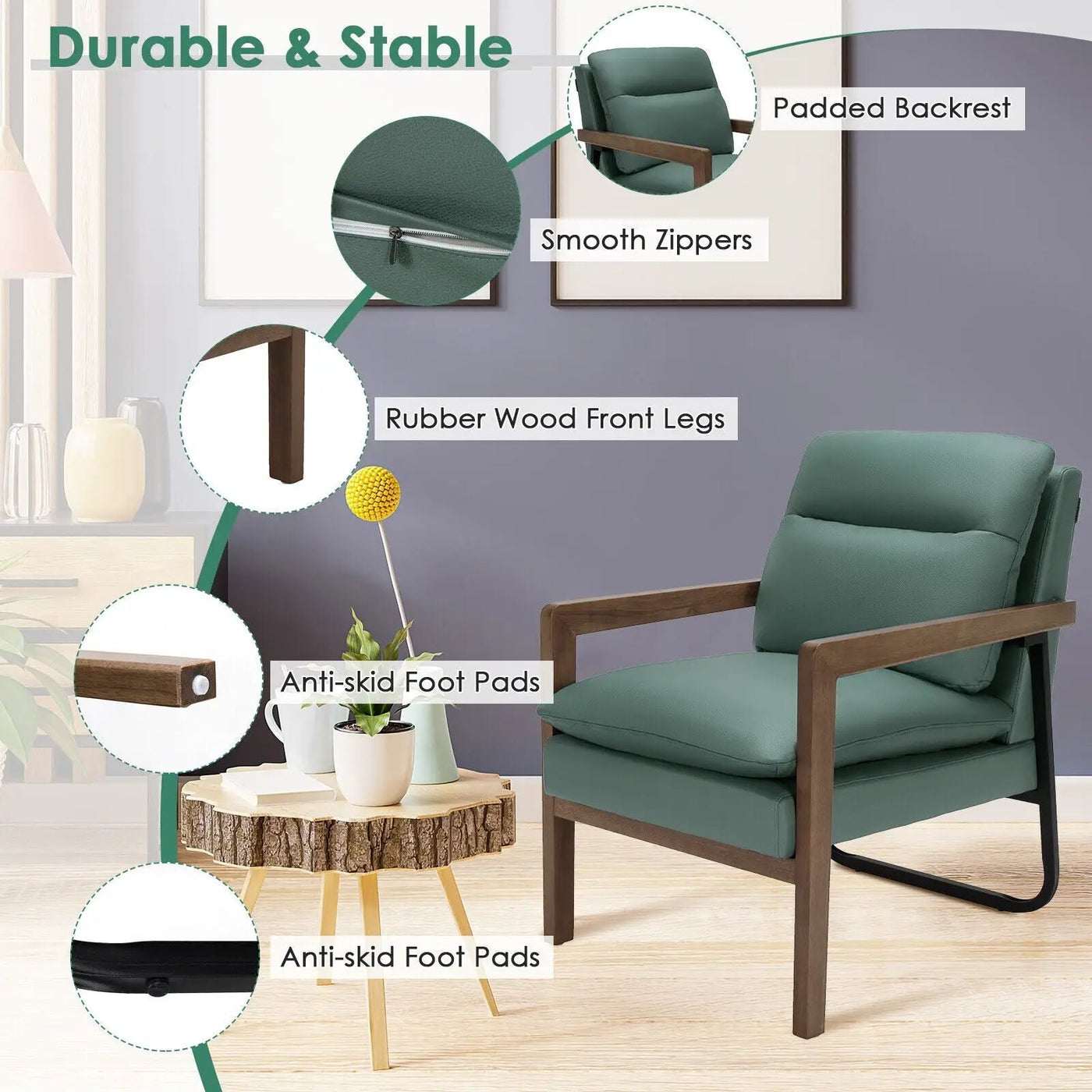 Single Sofa Chair with Extra-Thick Padded Backrest and Seat Cushion by DirectDeals