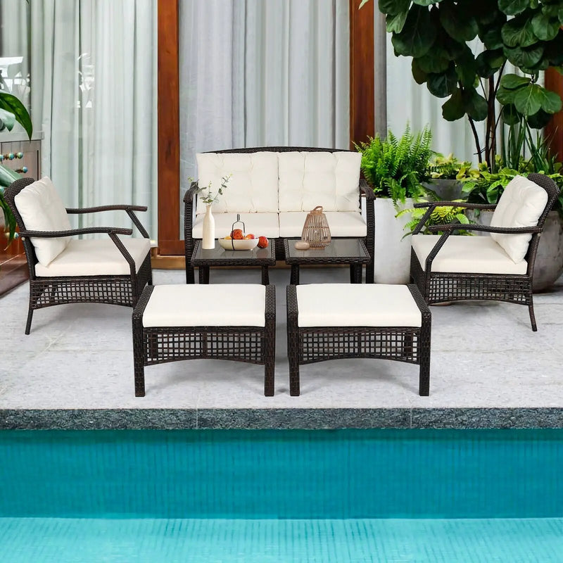 7 Pieces Outdoor Patio Furniture Set with Waterproof Cover by DirectDeals