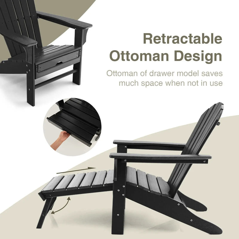 Patio HDPE Adirondack Chair with Retractable Ottoman by DirectDeals