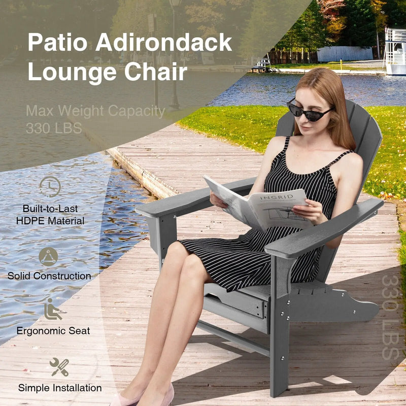 Patio HDPE Adirondack Chair with Retractable Ottoman by DirectDeals